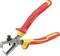 Cable stripping pliers with red and yellow handles, suitable for precise cable stripping.