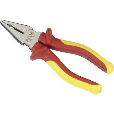 A red and yellow combination pliers with a metallic gripping head; suitable for gripping and cutting work.