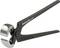 Pliers with a black handle and silver jaws on a white background, suitable for use in woodworking or nail pulling.