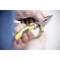 A person is holding a pair of pliers with a yellow handle, ready to cut or repair something.