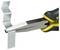 A black and yellow pliers bends Z-shaped sheet metal structures to form angles and edges.
