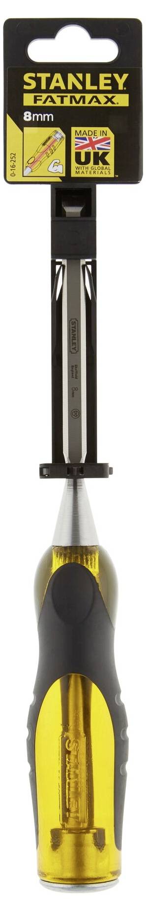 'STANLEY' Screwdriver with magnetic head and ergonomic handle, length 8 mm. Branded packaging on top.