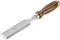 Wood chisel with wooden handle and metal blade, suitable for fine carving work. Brand name engraved on the blade.
