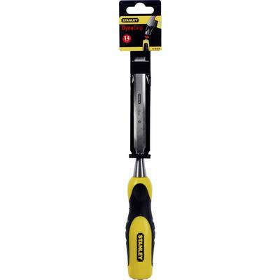 A yellow and black Stanley chisel named 'Dynagrip', 14 mm, with an ergonomic handle design for safe working.
