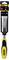 Illustration of a "Stanley Dynagrip" chisel, 32 mm, in black and yellow, with an ergonomic handle, suitable for woodworking.