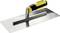 A trowel with a yellow and black handle and a flat, rectangular steel blade, used for smoothing surfaces.
