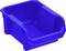 Blue plastic container with open access at the front, suitable for storing and organising smaller items.