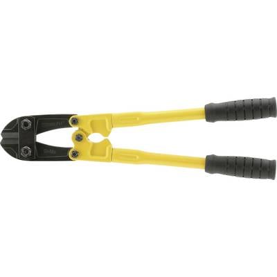 Side cutters with yellow handles and a black head, lying flat. Tool for cutting metal rods or wires.