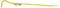 A yellow crowbar with two ends, one curved and pointed, the other flattened. Commonly used for levering or forcing open.