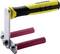 A manoeuvring aid with a yellow and black handle and two red rails that facilitates the movement of heavy objects.
