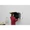 A person in a red and black checked shirt opens a black wall cabinet in a workshop. A ladder stands beside it.