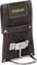 Leather tool holder with metal bracket and yellow 'STANLEY' logo.