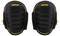 Black Stanley FatMax Knee Pads with yellow accents, for work protection and comfort during kneeling tasks.