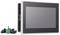 Compact black control unit with touchscreen and green connection terminals, suitable for industrial applications.