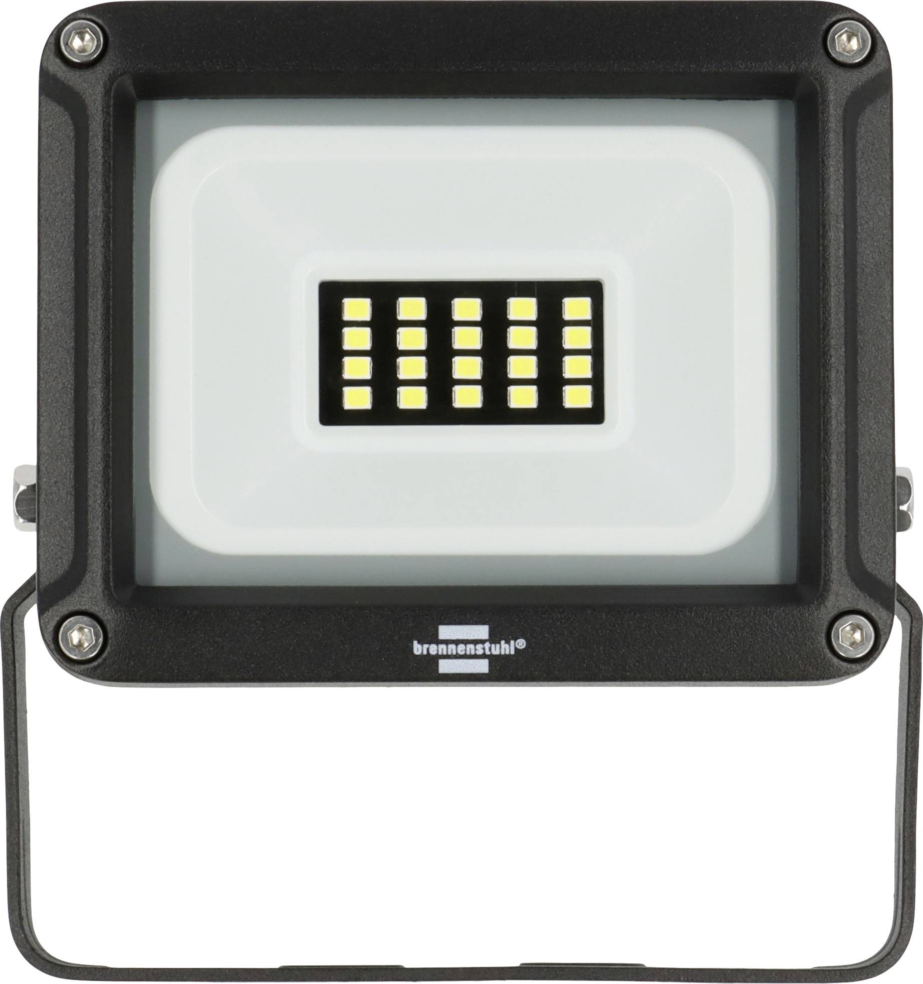 A rectangular LED floodlight with multiple visible LEDs in a grid-like pattern. The floodlight has a black frame.
