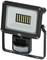 A rectangular LED floodlight with a black frame and motion sensor, suitable for outdoor lighting.
