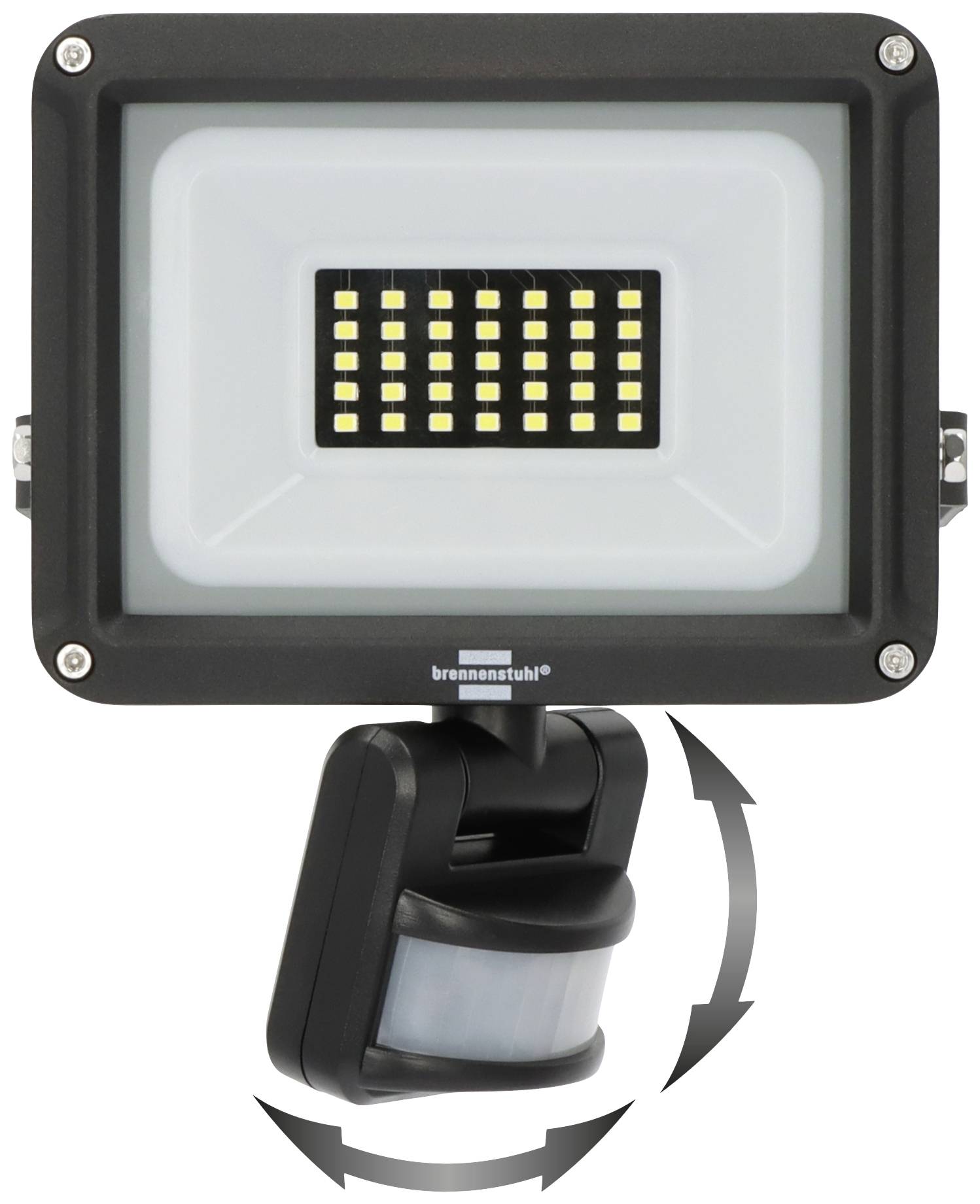 LED Floodlight Security Light with Motion Sensor. Suitable for Outdoor Lighting. 36 LED Points, Black Frame.