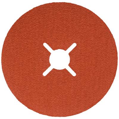 A round, orange grinding disc with a cross-slotted hole in the centre, used for metalworking and grinding tasks.
