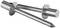 Two gleaming metal pins with rounded heads and flat discs that serve as spacers or fastening elements.