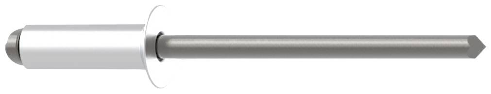 A flat-headed rivet pin with a slender shaft, commonly used in metalworking.