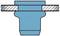 Cross-section of a blue seal in a pipe connection, showing the fit between two metal components.