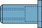 Technical drawing of a screw with thread and dimension details in blue.