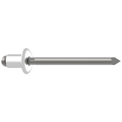 Silver blind rivet with wide head and smooth shank, suitable for high-voltage cable fastenings.