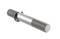 Metal bolt with threads on both ends, a central smooth section, and a groove in the middle.
