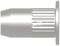 Metal pencil with a ribbed shaft and rounded cap.