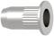 Metal rivet nut with a ribbed shaft and smooth internal diameter, designed for securing in thin materials.