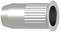 Metal cylindrical sleeve with a ribbed surface and a wider rim on one side.