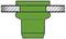 Schematic diagram of a green flange with cross-sectional view. Upper segment shows a connection with a pipe.