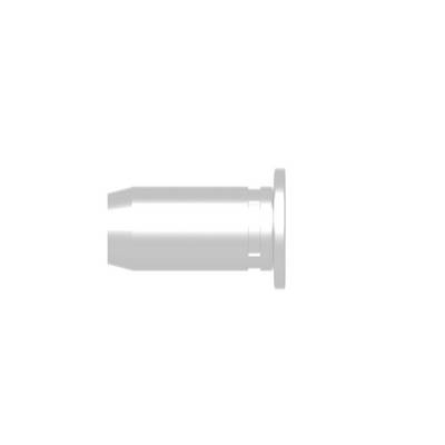 Silver cylindrical connector with a flange on the right side against a white background.