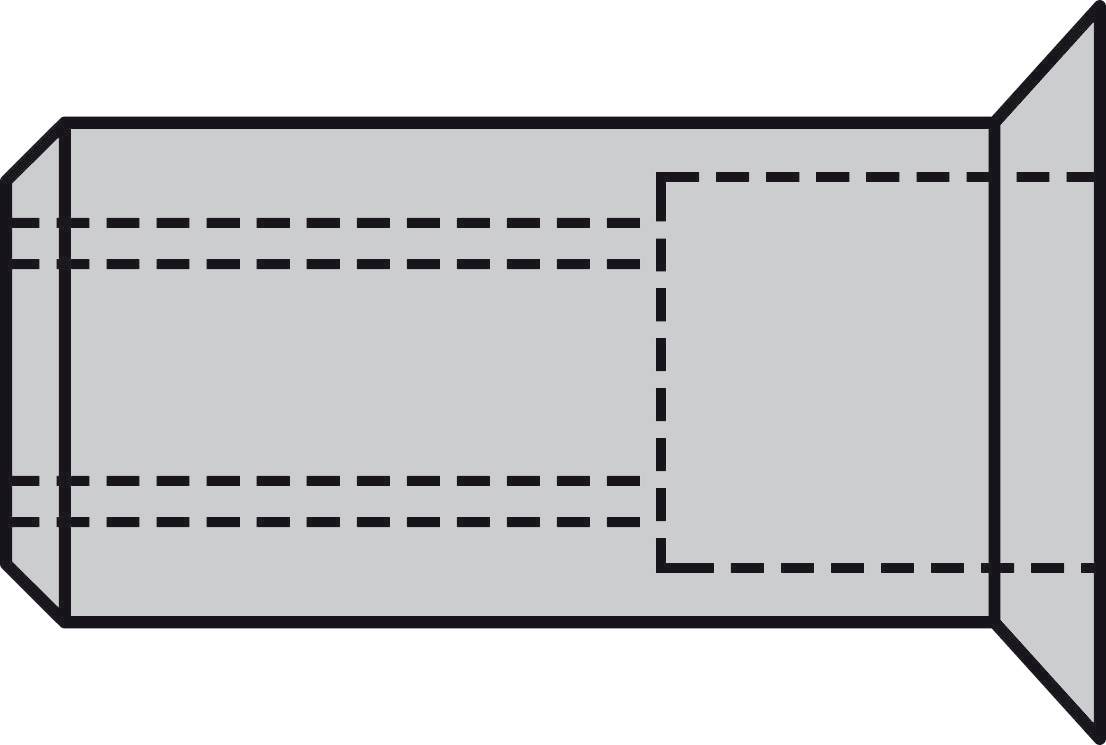 A rectangular, grey diagram shows marked fold lines that indicate packaging or folding instructions.