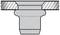 Technical drawing of a connecting piece in cross-section. At the top, a knurled surface, below a wider, semi-circular connection.