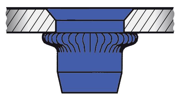 Technical drawing of a flange connector with a blue seal between two grey surfaces to seal pipes.