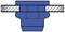 Cross-section of a blue pipe connection with a seal, connecting two grey pipes. Shows the structure and arrangement of components.
