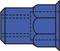 Blue, rectangular belt with black stitching and several rounded, padded sections on it.