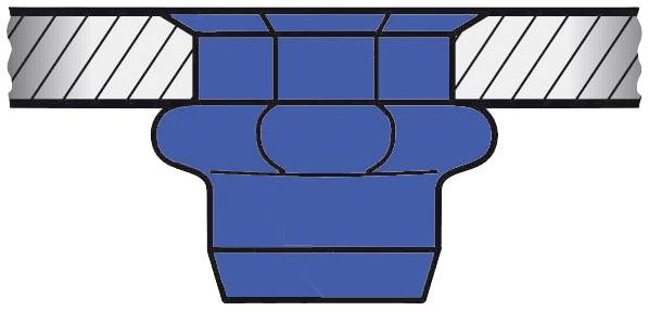Cross-section of a pipe coupling. The illustration shows the seal and connecting elements between pipe sections.
