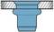 Cross-section of a blue seal between two metal components. Demonstrates the seal's fit within an assembly.