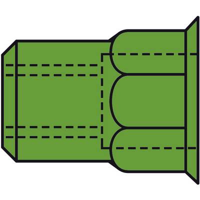 Diagram of a green vaulted section with marked areas. Shows the architectural structure and geometric details.