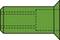 Green template for a rectangular packaging, shown as a flat spread pattern with fold lines for assembly.