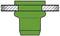 Schematic diagram of a flange shown in green, with a cross-sectional view, illustrating its form and structure.