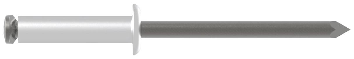 Here is a blind rivet with a metallic body and stem, suitable for connecting materials in assembly applications.