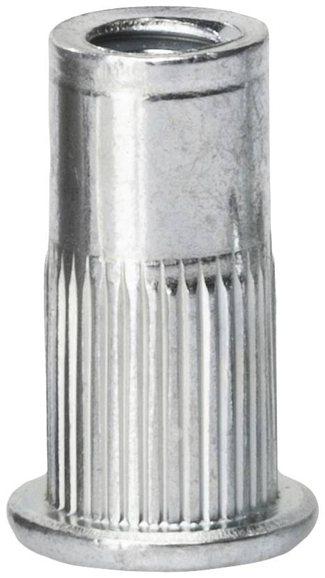 Cylindrical metal top cup, knurled, open at the top.