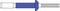 Cross-section of a rivet element with a blue body and thread on the right-hand side. Illustrates the structure of a blind rivet.