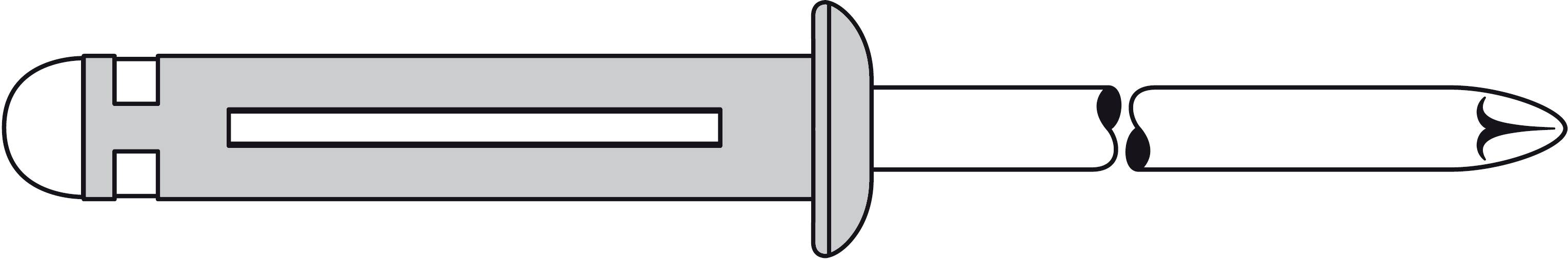 Black and white drawing of a bayonet lock with two plug contacts used for electrical connection.