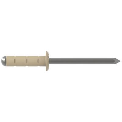 Grey plastic wall plug with integrated nail, ready for fixing into a wall.