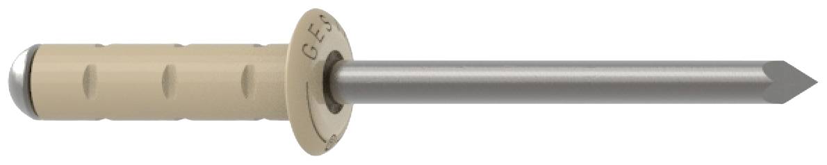 A nylon frame wall plug with a long shank and a sharp metal point, suitable for fixing into solid materials.