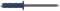 A blue plastic wall plug with a metallic nail is shown horizontally. It is commonly used for fixing items to walls.